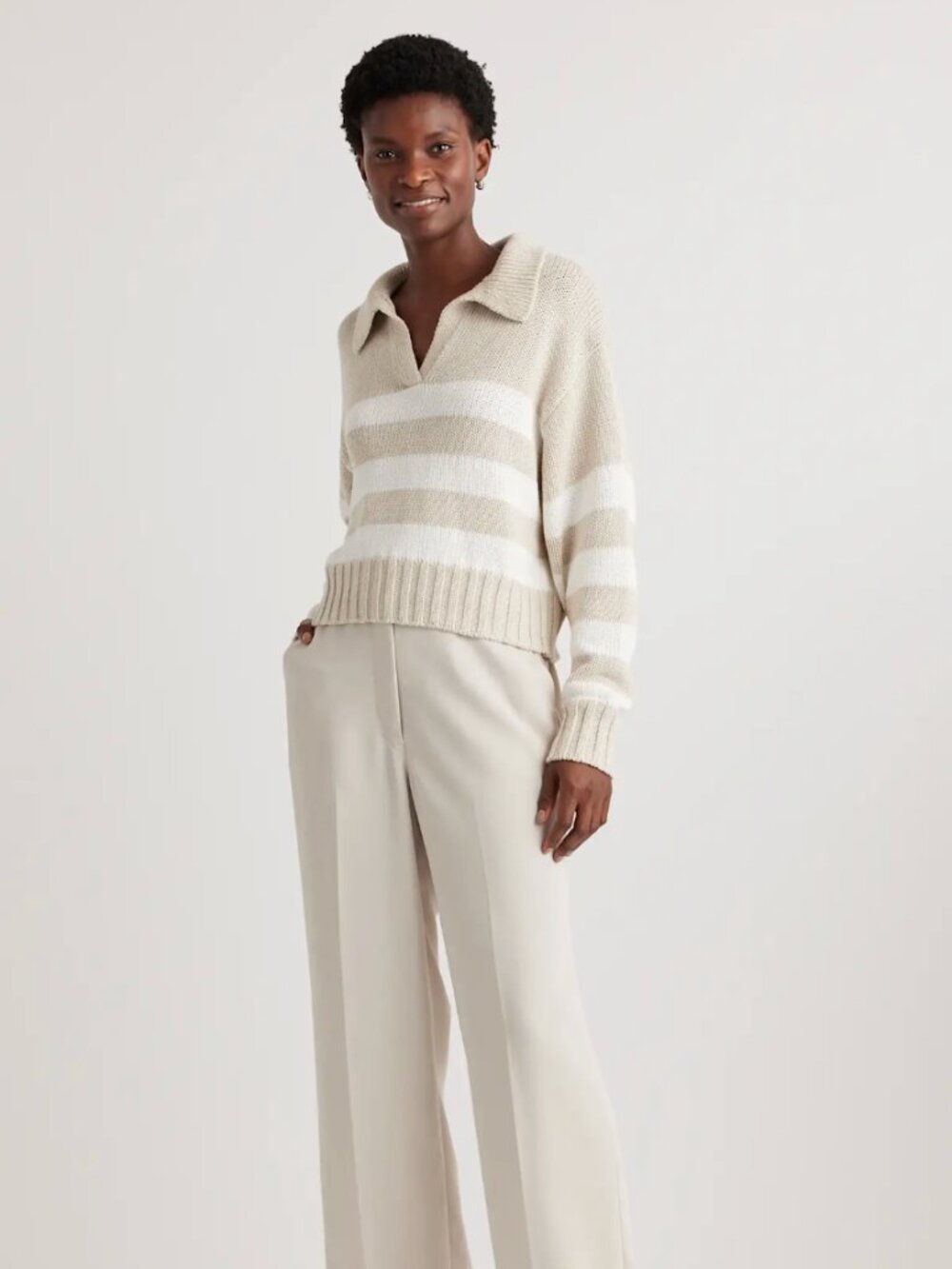 100% Organic Cropped Cotton Polo Sweater - Picture 7 of 7